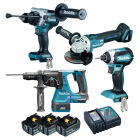 COMBOPACK DHP486+DTD153Z+DGA506Z+DHR243Z+ 3x BL1850B + DC18RC