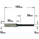 Langgatboor, links D=6 I2=50 L=105 Z2 S=O16 x 50 Q=SP