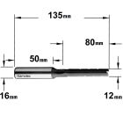 Langgatboor, rechts D=12 I2=80 L=135 Z2S=O16 x 50 Q=SP