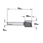 Rechte groeffrees, HWD=18 x 20mm L=70* S=8 Z2+1*3,6 x 3,6 x 10,5