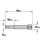 Cylinderkopboor met cylindrische schachtD=12 L=90 S=O10 x 30 Q=SP