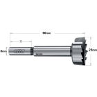 Forstnerboor met cylindrische schacht, rechts D=25 L=90 Z2 S=O8 Q=SP