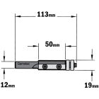Rechte frees met kopse volglager en wisselbare messen Z2 D=19 I=50 L=112 Z2 S=O1