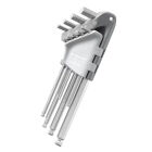 SET VAN 9 LANGE RVS INBUSSLEUTELS MET KOGELKOP