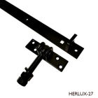 VERSTELBAAR POORTBESLAG ZWART PLAAT 130x35x5 HENG 670x40x5MM