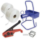 STARTERSET 19MM: 2x POLYESTERBAND 19MMAVT SPANNER, METALEN GESP, HASPEL,NAALD