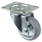 TRANSPORTAPPARATENWIEL RUBBER GRIJS 80MMSTALEN VELG ROLLAGER 50KG